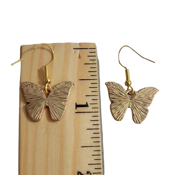 Yellow butterfly earrings - Picture 2 of 2